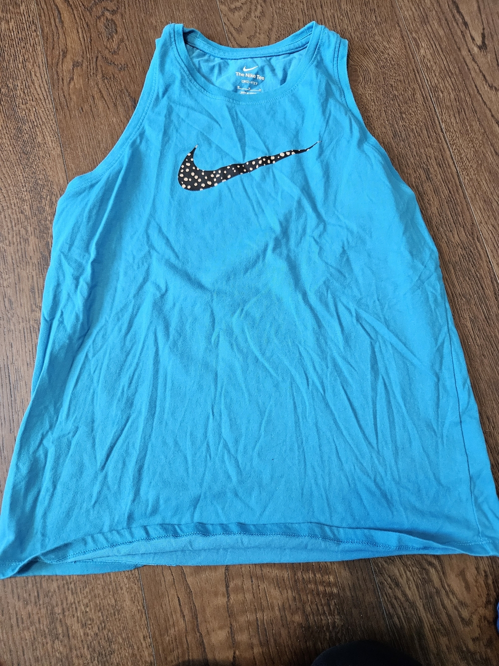 Nike Women's Bright Turquoise Tank with Black Polka Dot Swoosh